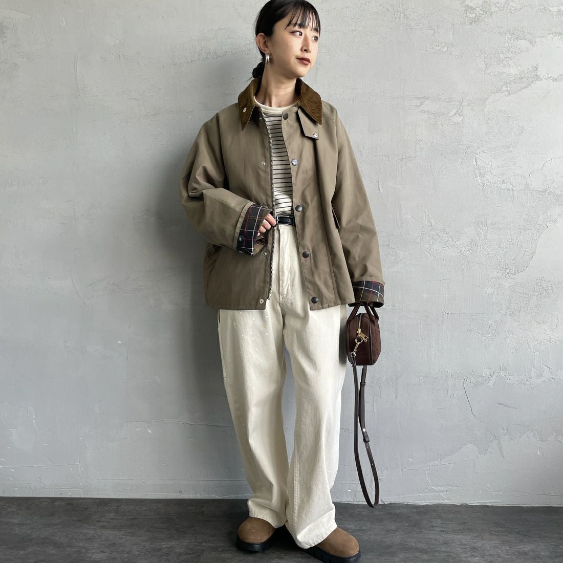 Barbour [バブアー] 別注 BORROWDALE ボロウデイルジャケット [261MCAS237-JF] KHAKI &&モデル身長：150cm 着用サイズ：34&&