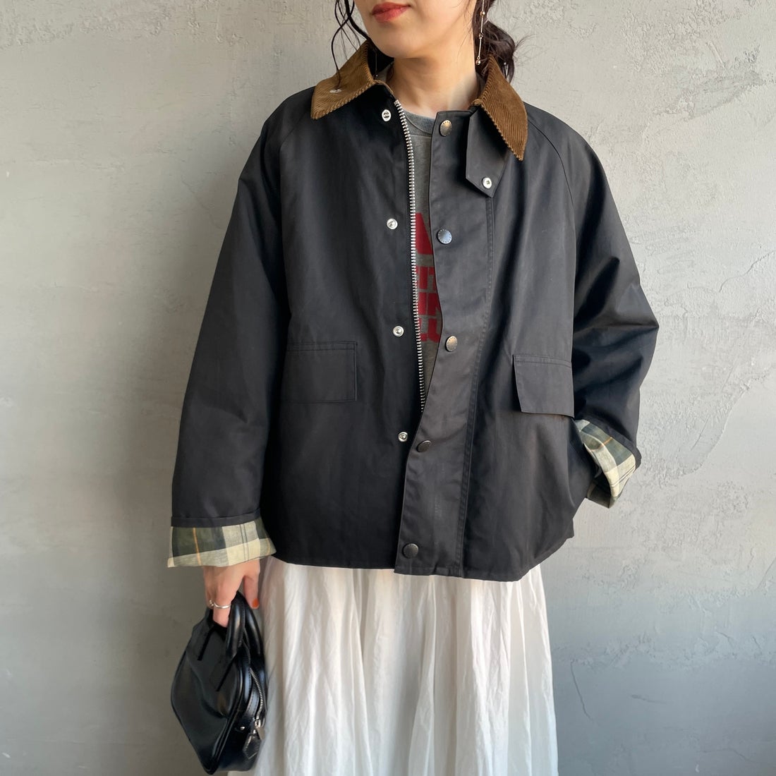 Barbour [バブアー] 別注 BORROWDALE ボロウデイルジャケット [261MCAS237-JF] BLACK &&モデル身長：160cm 着用サイズ：36&&