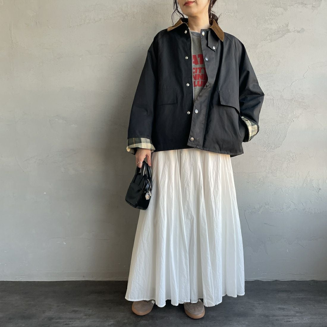 Barbour [バブアー] 別注 BORROWDALE ボロウデイルジャケット [261MCAS237-JF] BLACK &&モデル身長：160cm 着用サイズ：36&&