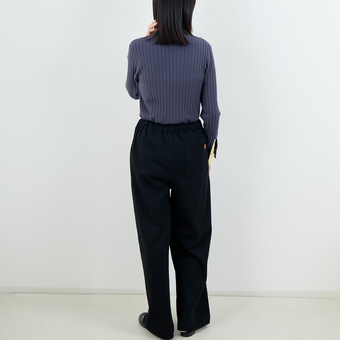 Jf Ready Made [ジェイエフレディメイド] 配色リブニット [929-14110] 08A ﾁｬｺｰﾙ &&モデル身長：162cm 着用サイズ：F&&