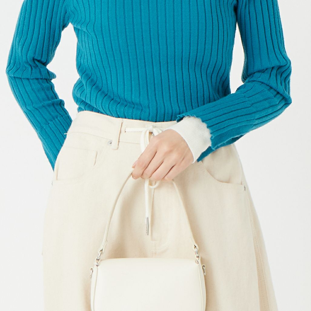 Jf Ready Made [ジェイエフレディメイド] 配色リブニット [929-14110] 83A ﾌﾞﾙｰｸﾞ &&モデル身長：162cm 着用サイズ：F&&