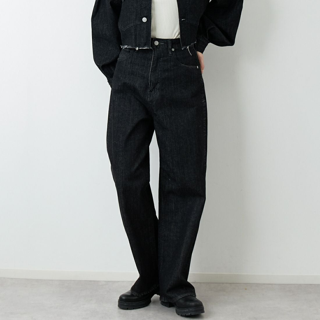 epa × BIG JOHN [エパ × ビッグジョン] ワイドストレートジーンズ [MXEP06L] BK02 &&モデル身長：162cm 着用サイズ：25&&