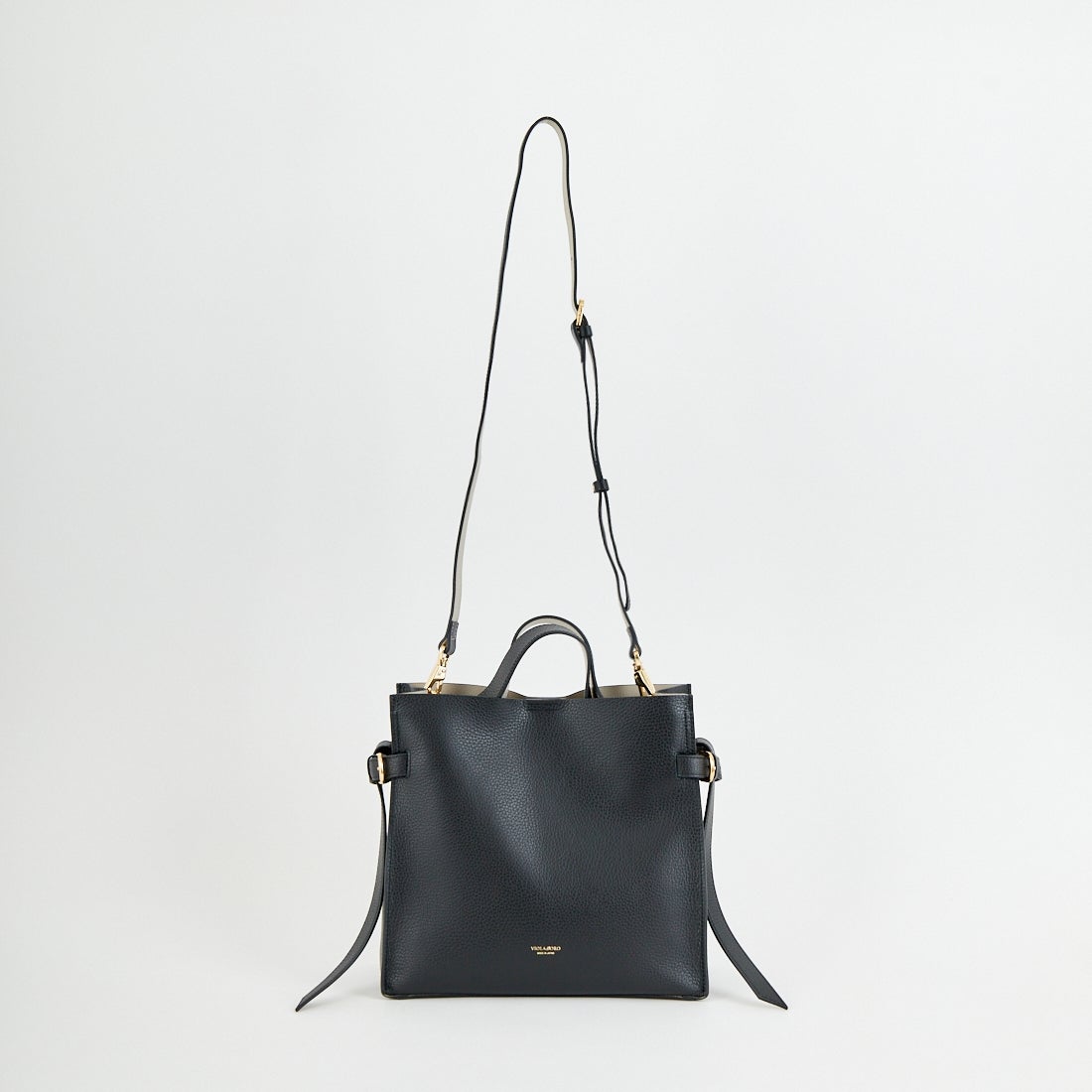 VIOLAd'ORO [ヴィオラドーロ] TRERO サイドベルトレザートートバッグ [V-1619] BLACK/GRAY