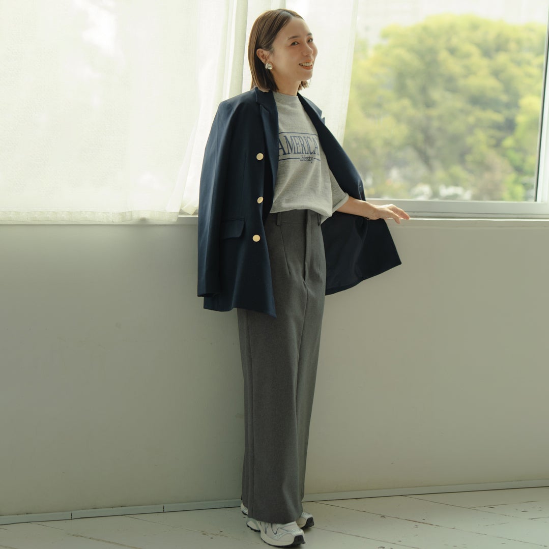 Americana × JEANS FACTORY [アメリカーナ × ジーンズファクトリー] 別注 ロゴプリント カットオフスウェット [ASO-850-2-JF] ﾓｸｸﾞﾚｰ &&モデル身長：153cm 着用サイズ：ONE SIZE&&