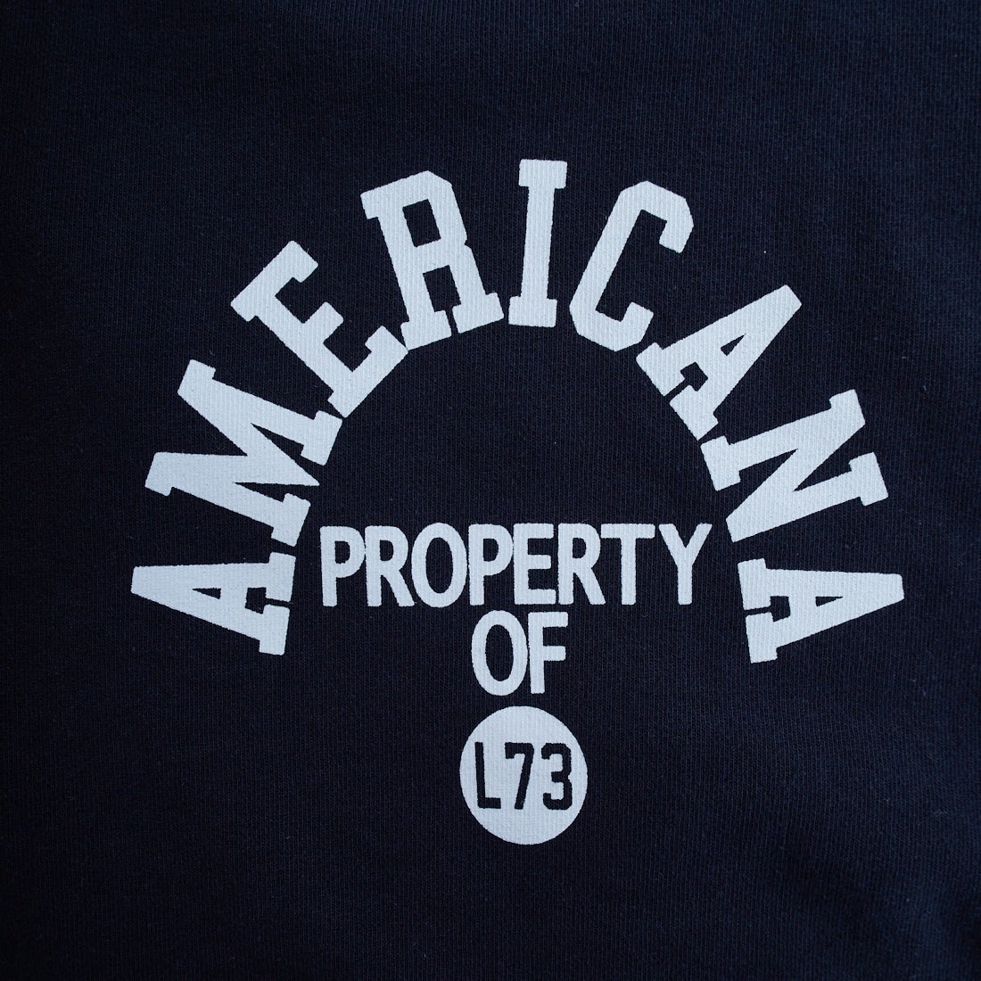 Americana × JEANS FACTORY [アメリカーナ × ジーンズファクトリー] 別注 カレッジプリント カットオフスウェット [ASO-850-1-JF] ﾈｲﾋﾞｰ