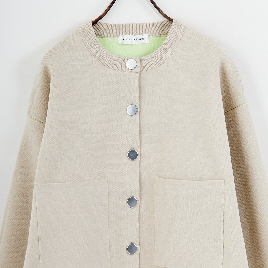 Maison de L'allure [メゾン ドゥ ラリュール] バイカラースポンディッシュニットカーディガン [M25141010] 22 GRG/MNT