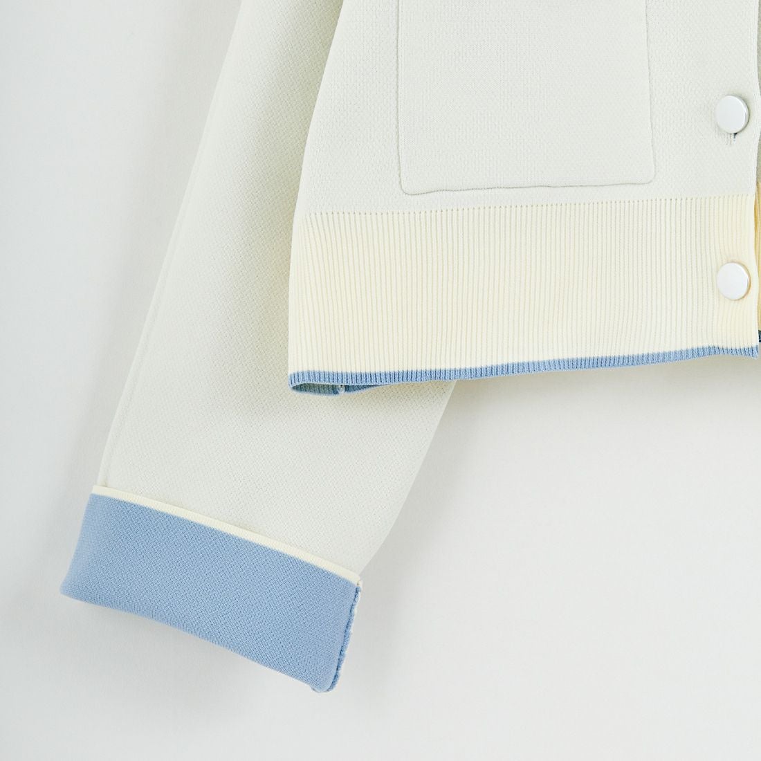 Maison de L'allure [メゾン ドゥ ラリュール] バイカラースポンディッシュニットカーディガン [M25141010] 02 OFF/SAX