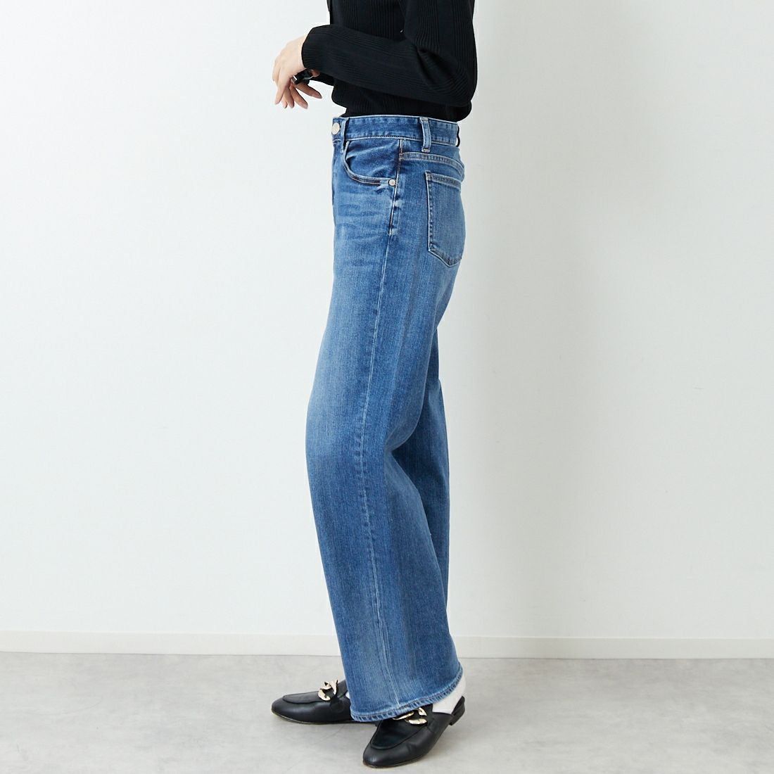 RED CARD TOKYO [レッドカード トーキョー] 35th Anniversary ワイドデニムパンツ [26W10101SMD] A-STN DARK &&モデル身長：162cm 着用サイズ：23&&