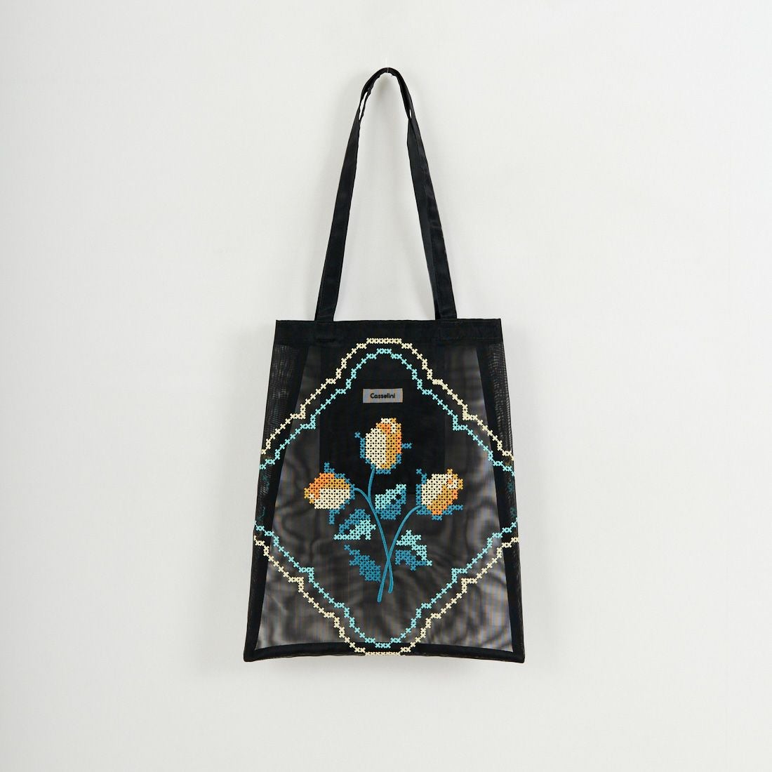 Casselini [キャセリーニ] チュール刺繍トートバッグ [254-111505] ﾌﾞﾗｯｸ