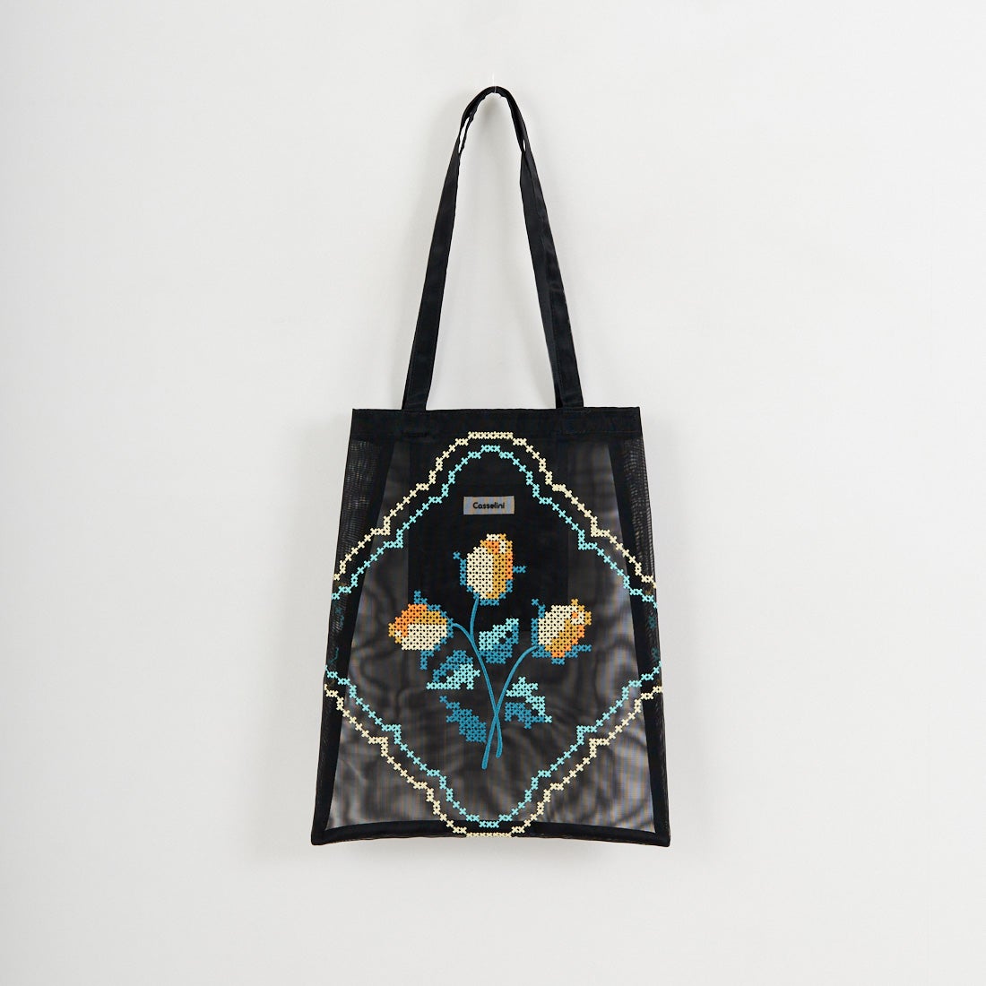 Casselini [キャセリーニ] チュール刺繍トートバッグ [254-111505] ﾌﾞﾗｯｸ