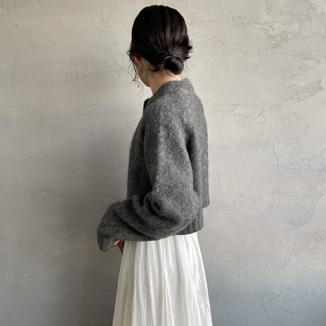 TODAYFUL [トゥデイフル] ブラッシュドニットカーディガン [12520530] C/GRY &&モデル身長：160cm 着用サイズ：F&&