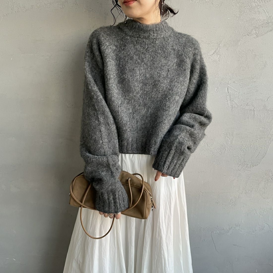 TODAYFUL [トゥデイフル] ブラッシュドニットカーディガン [12520530] C/GRY &&モデル身長：160cm 着用サイズ：F&&