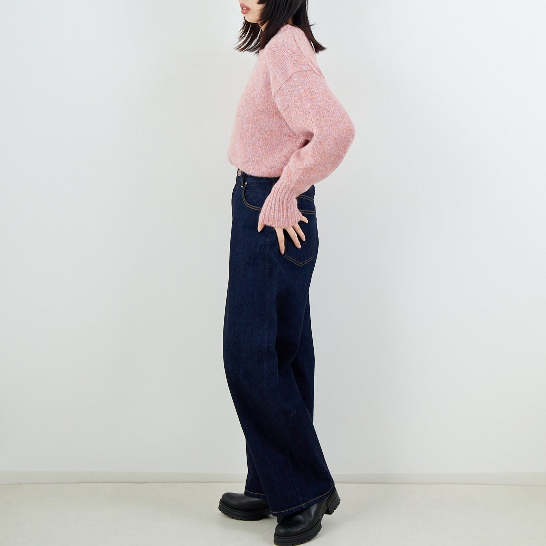 RED CARD TOKYO [レッドカード トーキョー] Montana カーブバギーデニム [12W43701BRN] BALL RINSE &&モデル身長：162cm 着用サイズ：23&&