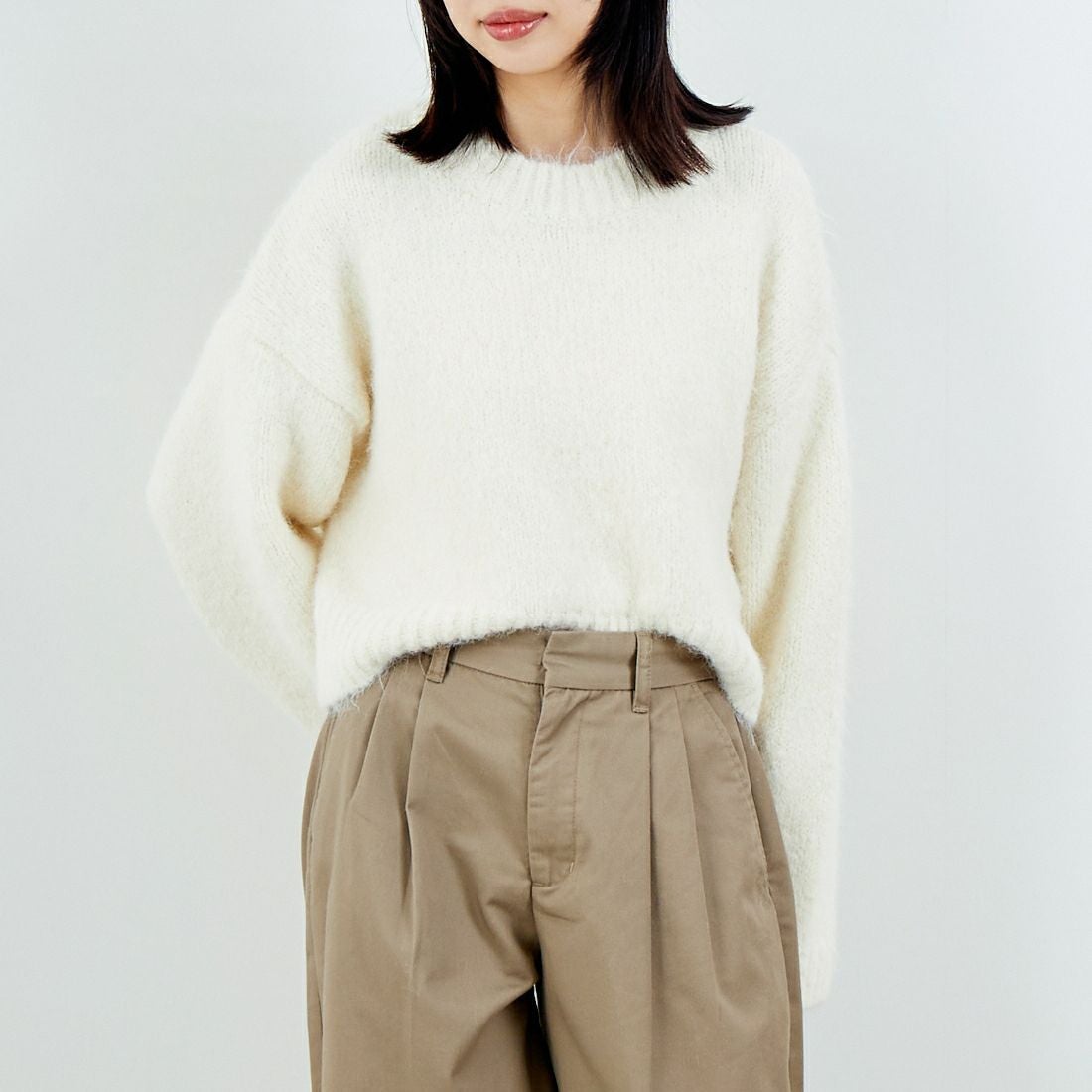 Jeans Factory Clothes [ジーンズファクトリークローズ] 3G ファーストレッチプルオーバー [11256537] 031 ｵﾌ &&モデル身長：162cm 着用サイズ：F&&