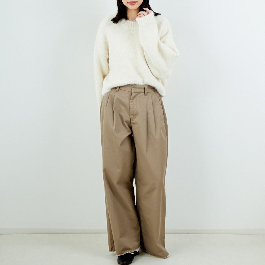 Jeans Factory Clothes [ジーンズファクトリークローズ] 3G ファーストレッチプルオーバー [11256537] 031 ｵﾌ &&モデル身長：162cm 着用サイズ：F&&