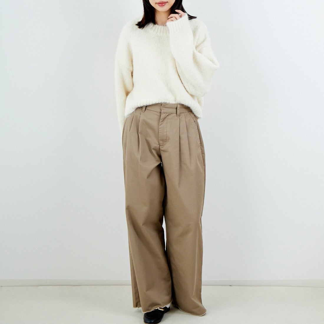 Jeans Factory Clothes [ジーンズファクトリークローズ] 3G ファーストレッチプルオーバー [11256537] 031 ｵﾌ &&モデル身長：162cm 着用サイズ：F&&