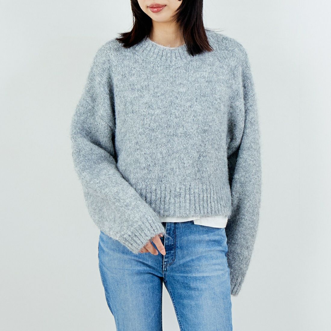 Jeans Factory Clothes [ジーンズファクトリークローズ] 3G ファーストレッチプルオーバー [11256537] 001 ﾗｲﾄｸﾞﾚ &&モデル身長：162cm 着用サイズ：F&&