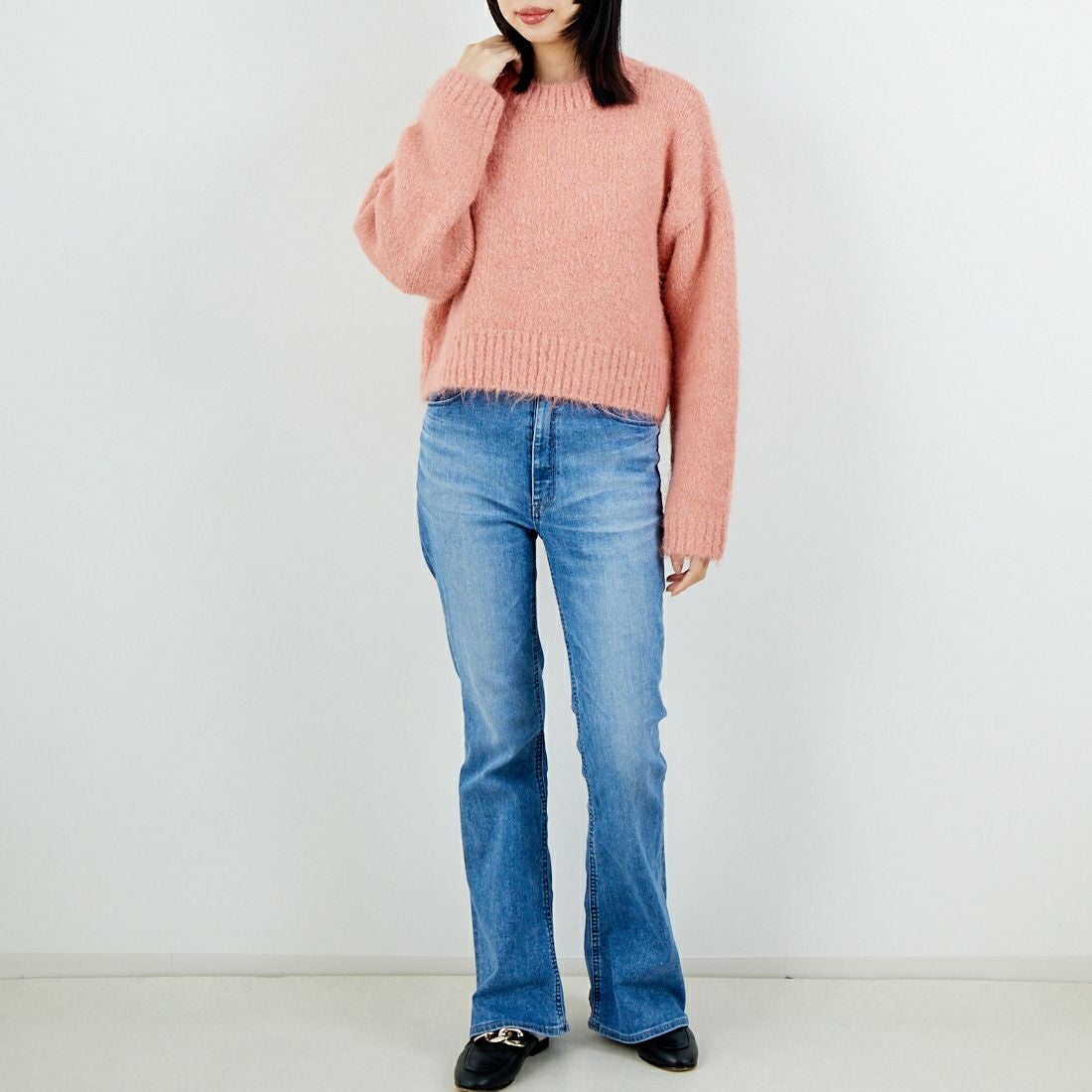 Jeans Factory Clothes [ジーンズファクトリークローズ] 3G ファーストレッチプルオーバー [11256537] 022 ｺｰﾗﾙﾋﾟ &&モデル身長：162cm 着用サイズ：F&&