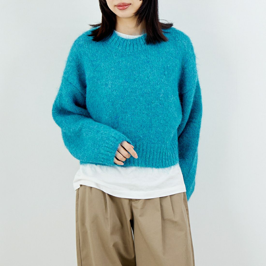 Jeans Factory Clothes [ジーンズファクトリークローズ] 3G ファーストレッチプルオーバー [11256537] 063 ﾌﾞﾙｰｸﾞ &&モデル身長：162cm 着用サイズ：F&&