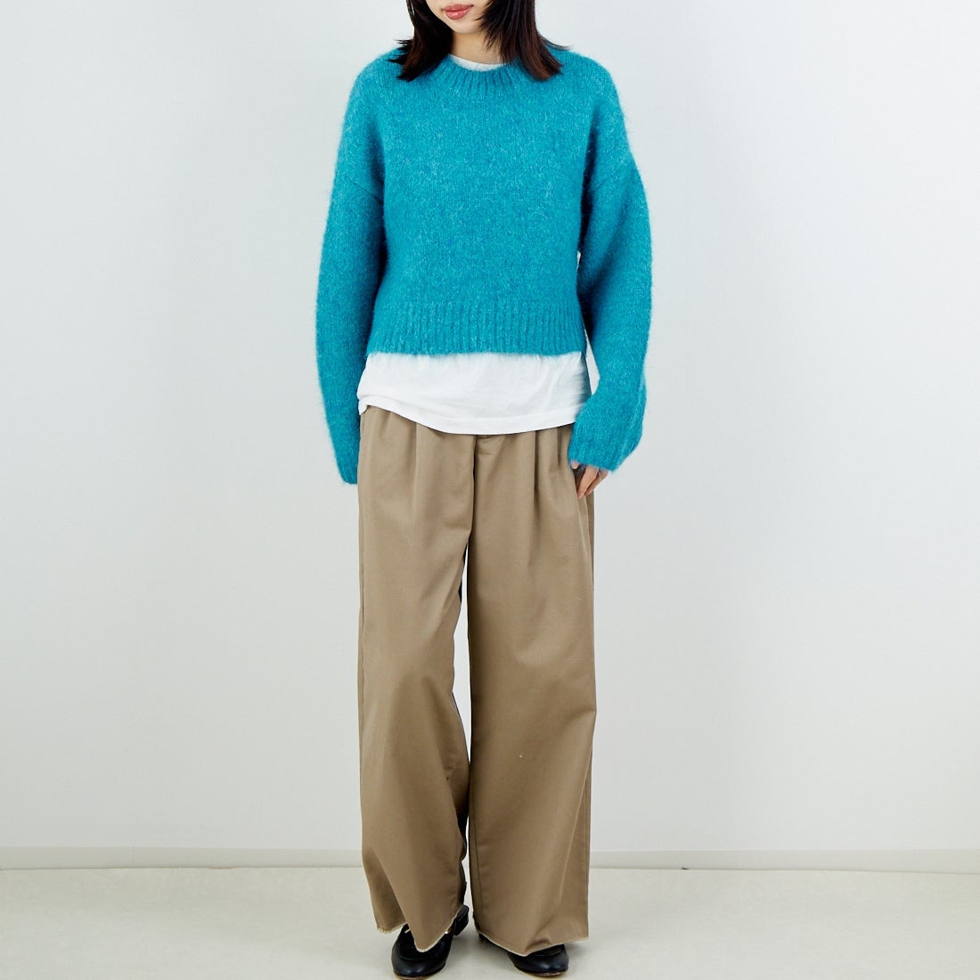 Jeans Factory Clothes [ジーンズファクトリークローズ] 3G ファーストレッチプルオーバー [11256537] 063 ﾌﾞﾙｰｸﾞ &&モデル身長：162cm 着用サイズ：F&&