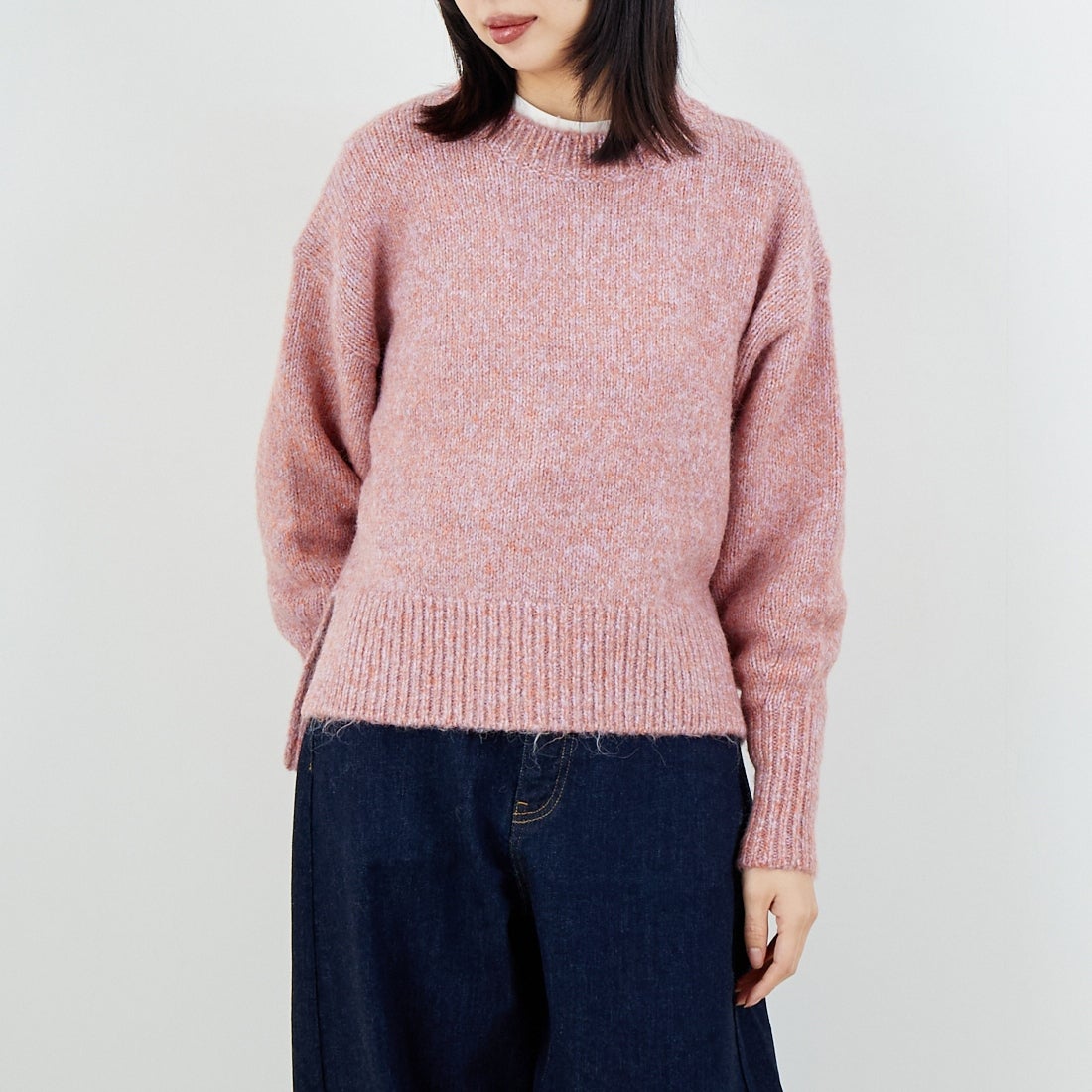 Jeans Factory Clothes [ジーンズファクトリークローズ] 5G ミックスファンシー天竺プルオーバー [11256552] 023 ﾗｲﾄｵﾚﾝ &&モデル身長：162cm 着用サイズ：F&&