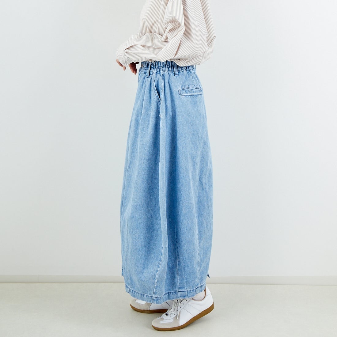 HARVESTY [ハーベスティ] デニムサーカススカート [A22504] 93 L.BLUE &&モデル身長：162cm 着用サイズ：1&&