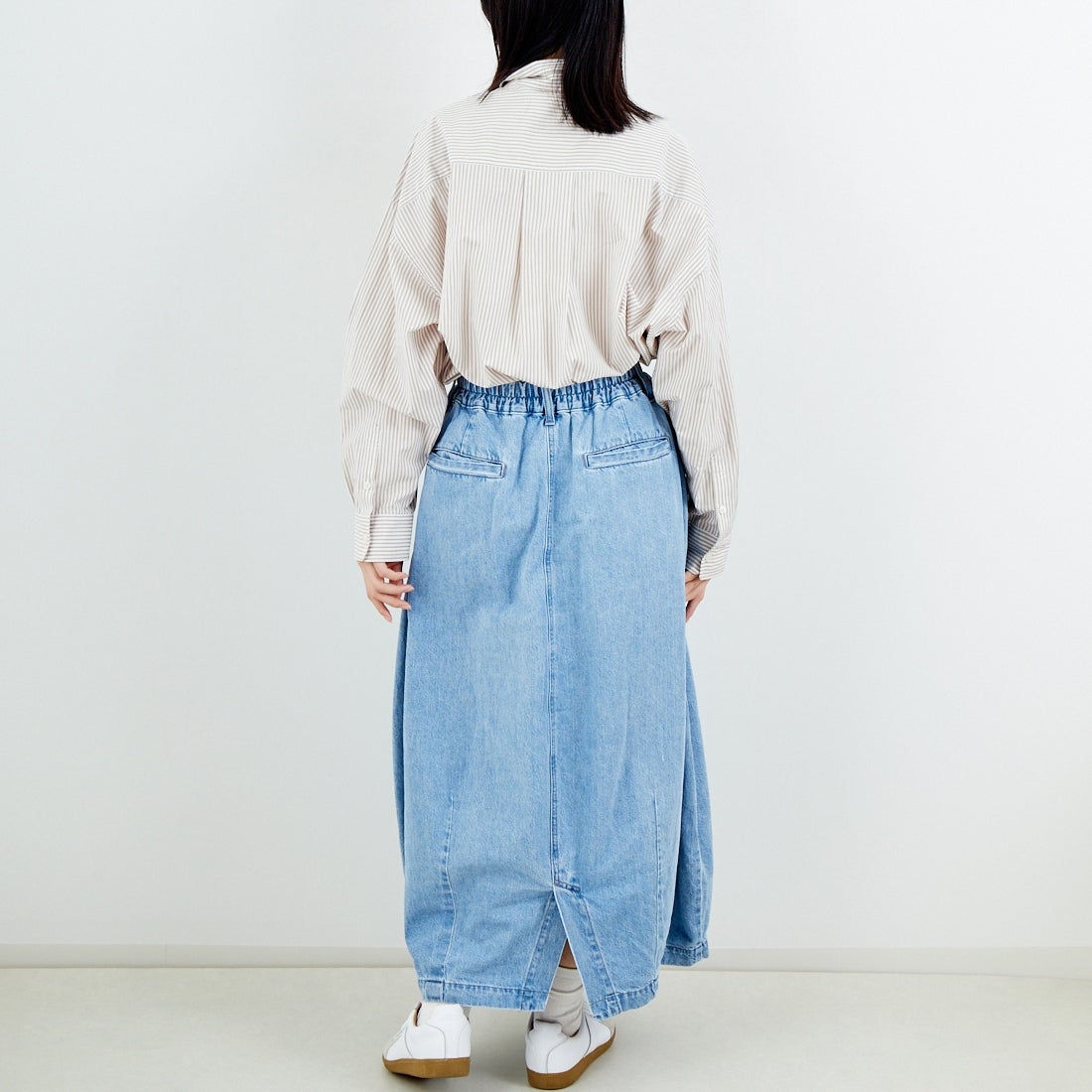 HARVESTY [ハーベスティ] デニムサーカススカート [A22504] 93 L.BLUE &&モデル身長：162cm 着用サイズ：1&&