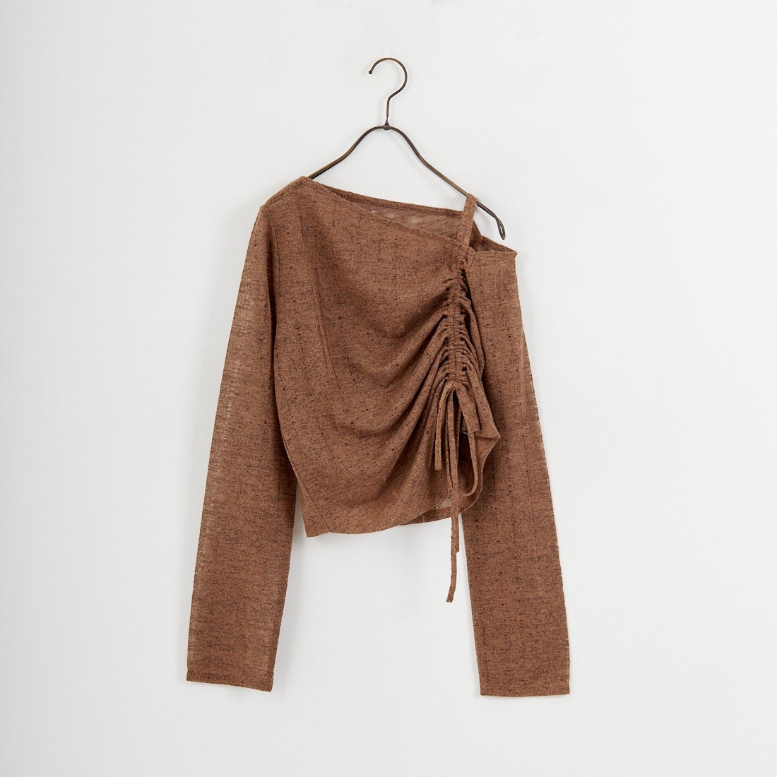 nenom [ネノム] ワンオフショルダー ギャザーリボンTシャツ [NE26312004] 28 BROWN