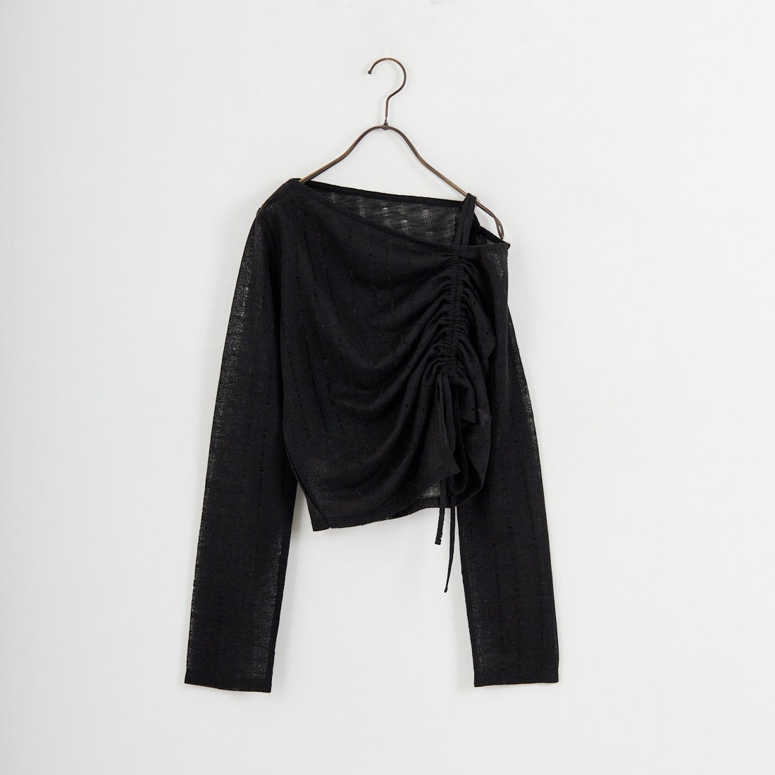 nenom [ネノム] ワンオフショルダー ギャザーリボンTシャツ [NE26312004] 09 BLACK