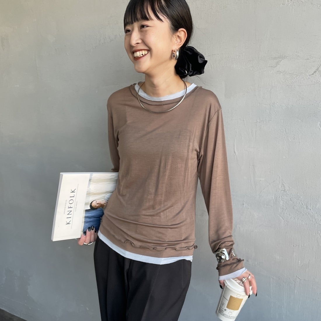 28 BRN/SAX&&モデル身長：150cm 着用サイズ：F&&