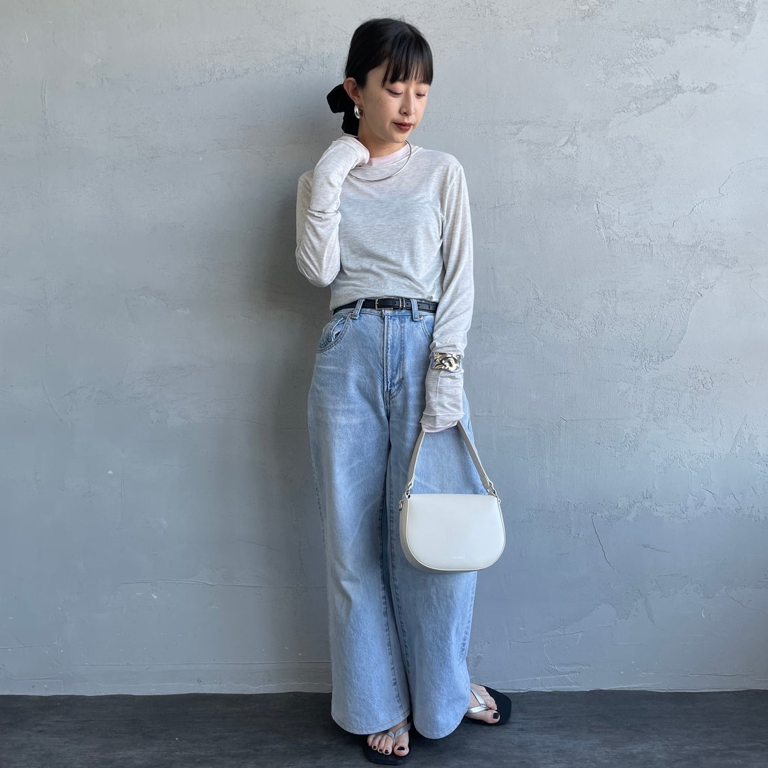 nenom [ネノム] シアーレイヤードロンT [NE26312002] 20 OAT/PNK &&モデル身長：150cm 着用サイズ：F&&