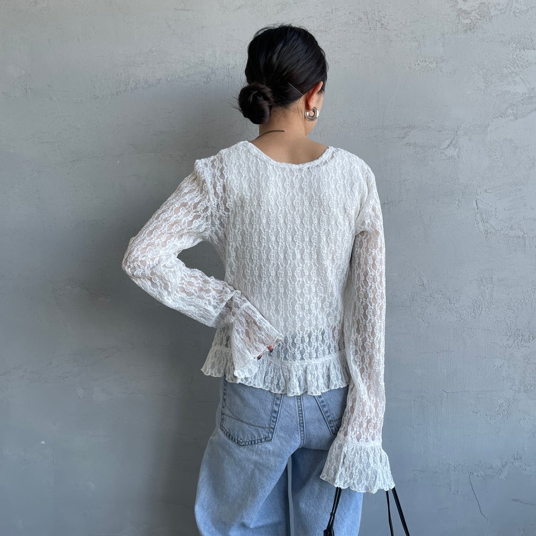 nenom [ネノム] マルチWAY レースペプラムカーディガン [NE26312001] 02 OFF &&モデル身長：150cm 着用サイズ：F&&