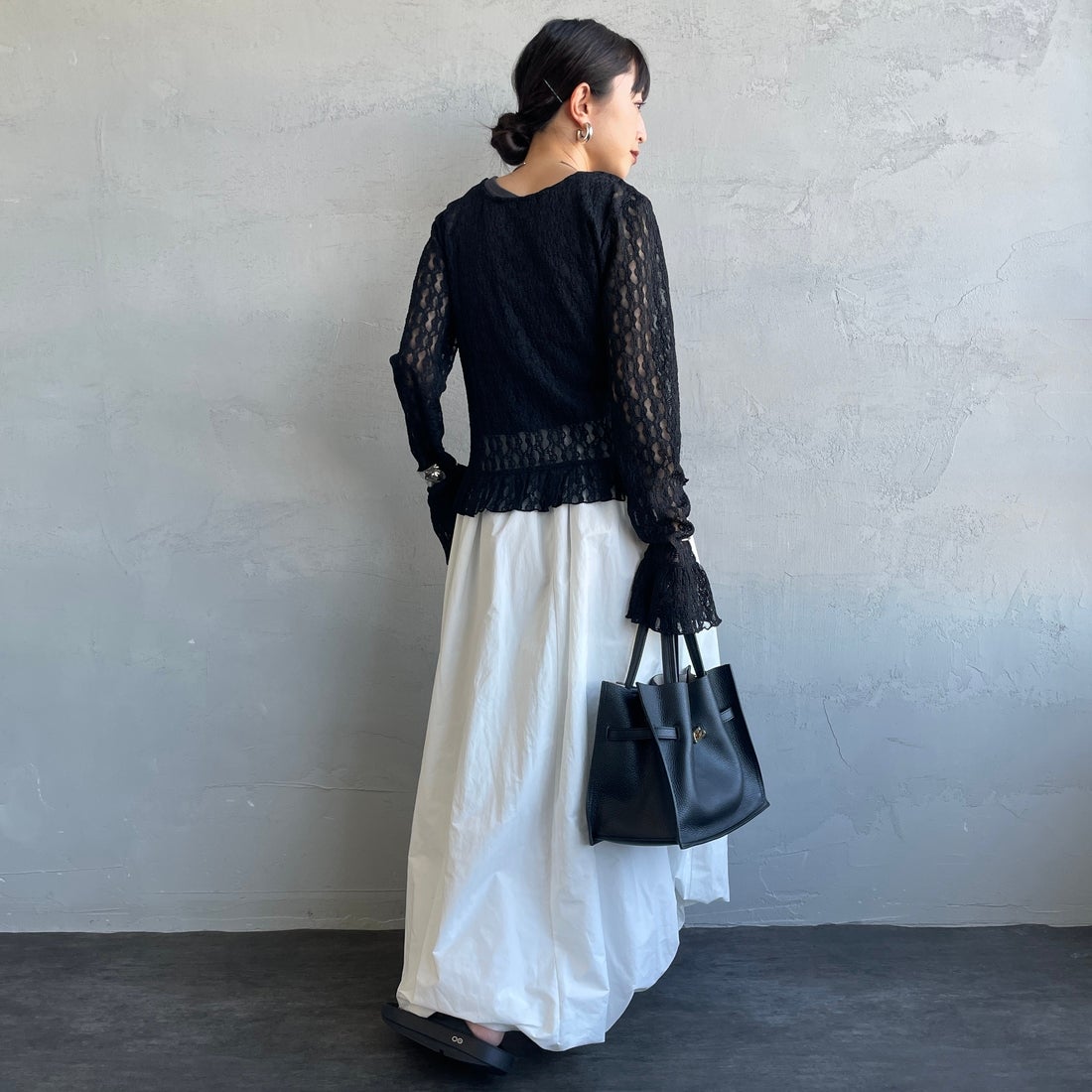 nenom [ネノム] マルチWAY レースペプラムカーディガン [NE26312001] 09 BLACK &&モデル身長：150cm 着用サイズ：F&&