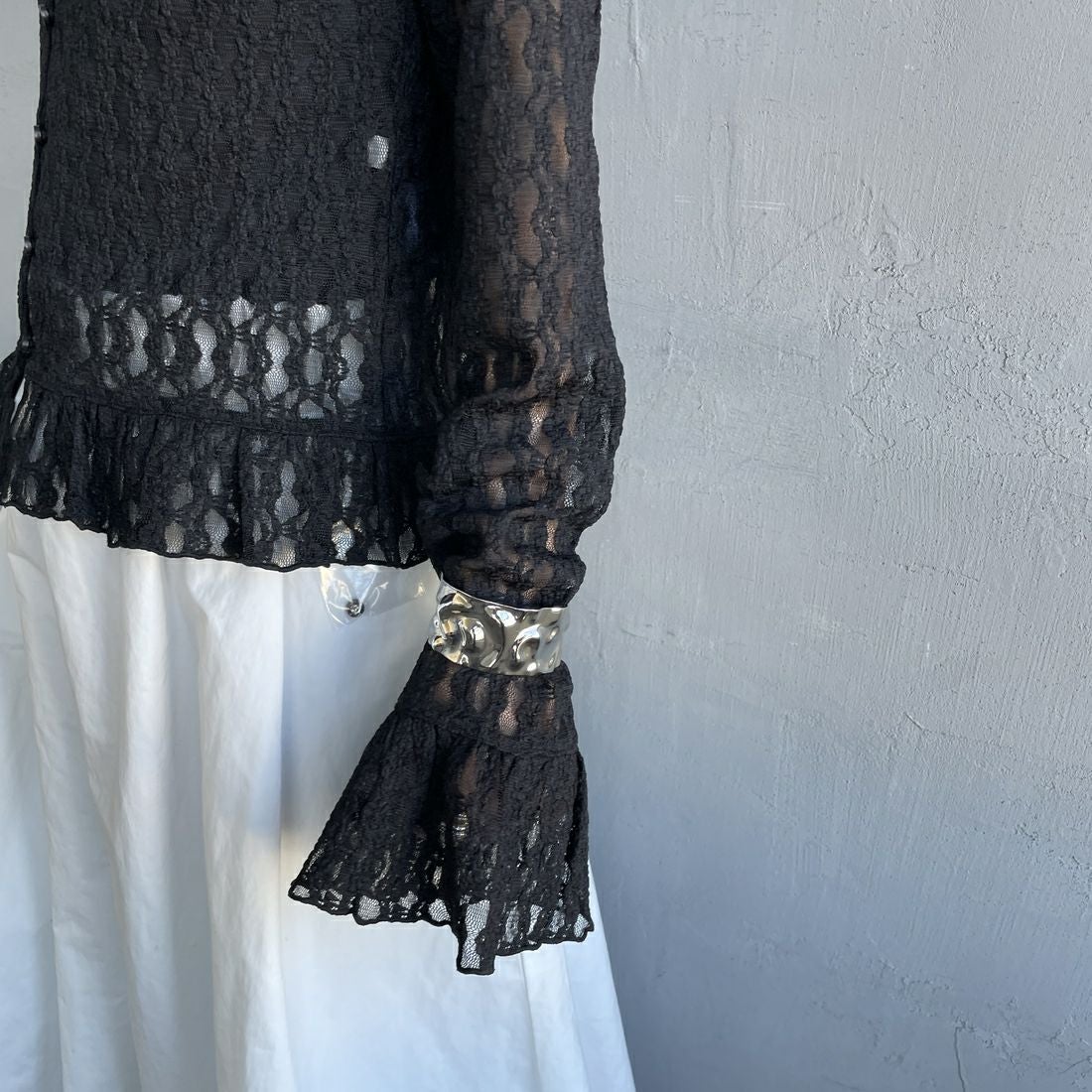 nenom [ネノム] マルチWAY レースペプラムカーディガン [NE26312001] 09 BLACK &&モデル身長：150cm 着用サイズ：F&&