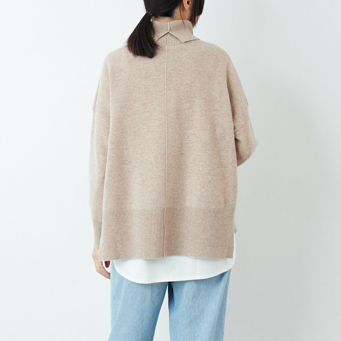 Jeans Factory Clothes [ジーンズファクトリークローズ] 12G メリノウールオフタートルネックニット [11256554] 033 ﾍﾞｰｼﾞｭ &&モデル身長：162cm 着用サイズ：F&&