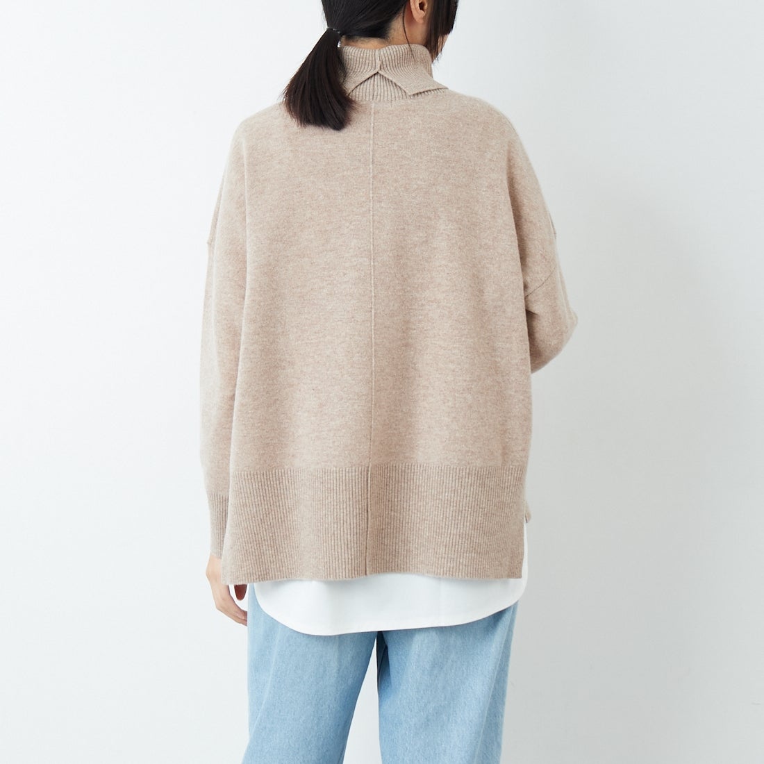 Jeans Factory Clothes [ジーンズファクトリークローズ] 12G メリノウールオフタートルネックニット [11256554] 033 ﾍﾞｰｼﾞｭ &&モデル身長：162cm 着用サイズ：F&&