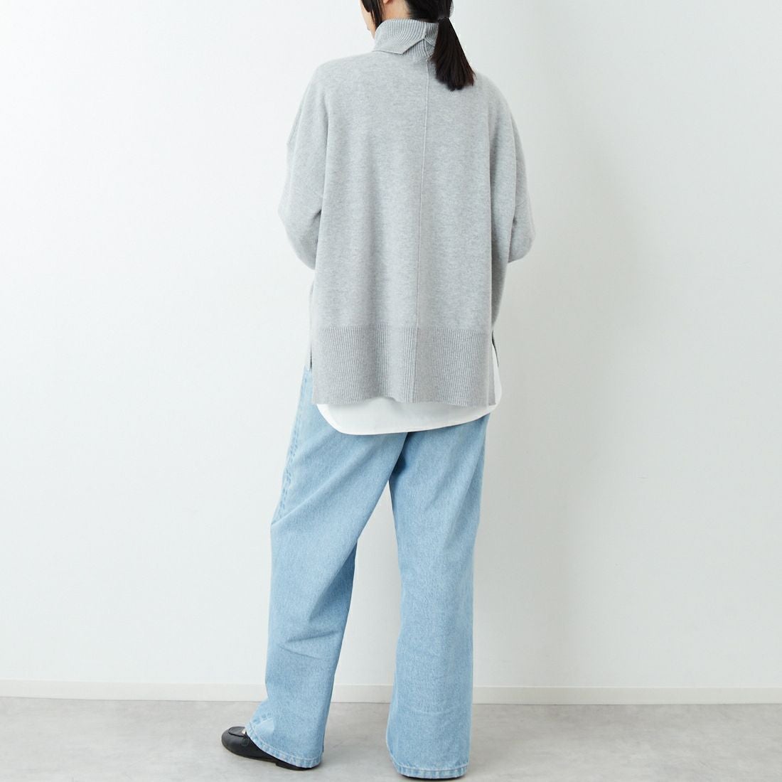 Jeans Factory Clothes [ジーンズファクトリークローズ] 12G メリノウールオフタートルネックニット [11256554] 001 Sｸﾞﾚｰ &&モデル身長：162cm 着用サイズ：F&&