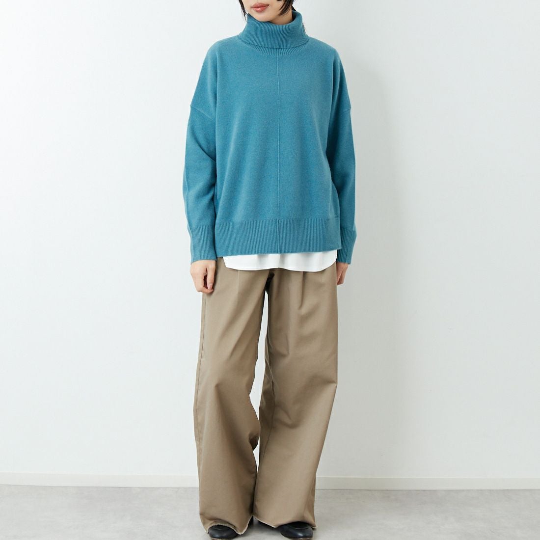 Jeans Factory Clothes [ジーンズファクトリークローズ] 12G メリノウールオフタートルネックニット [11256554] 070 ﾌﾞﾙｰ &&モデル身長：162cm 着用サイズ：F&&
