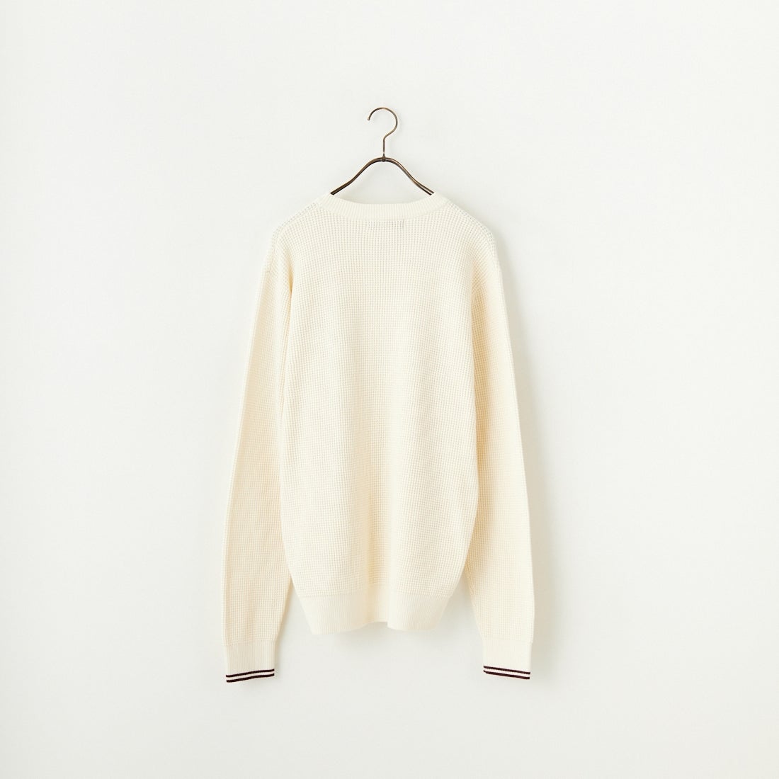 FRED PERRY [フレッドペリー] ワンポイントロゴ刺繍 ワッフルクルーネック コットンニット [K6507] 560 ECRU