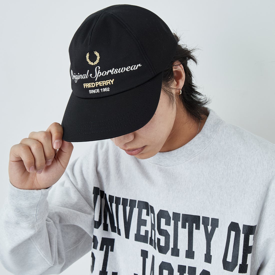 FRED PERRY [フレッドペリー] 別注 ブランデッドツイルキャップ [FPA-26S-038JF] BLACK/SNOW