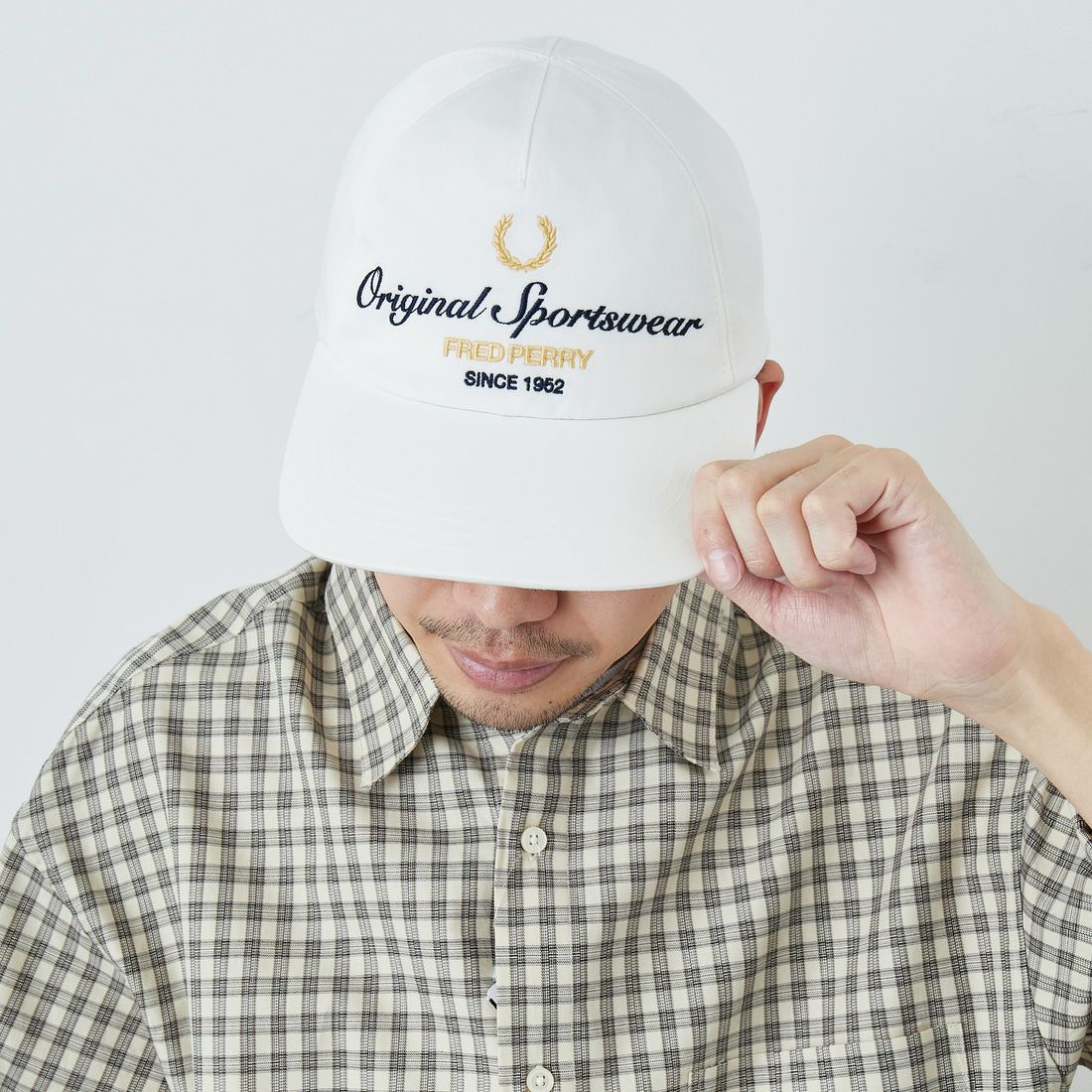 FRED PERRY [フレッドペリー] 別注 ブランデッドツイルキャップ [FPA-26S-038JF] SNOW WHITE