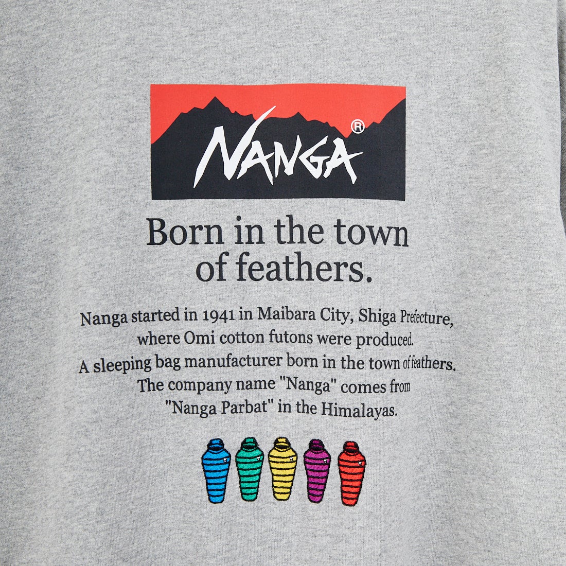 JEANSFACTORY × NANGA [ジーンズファクトリー × ナンガ] 別注 ヒストリーロゴ バックプリントTシャツ [NW26SS-JF2] GRAY