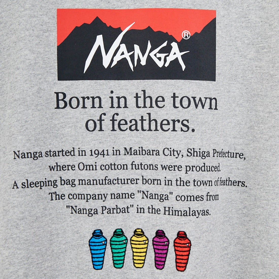 JEANSFACTORY × NANGA [ジーンズファクトリー × ナンガ] 別注 ヒストリーロゴ バックプリントTシャツ [NW26SS-JF2] GRAY