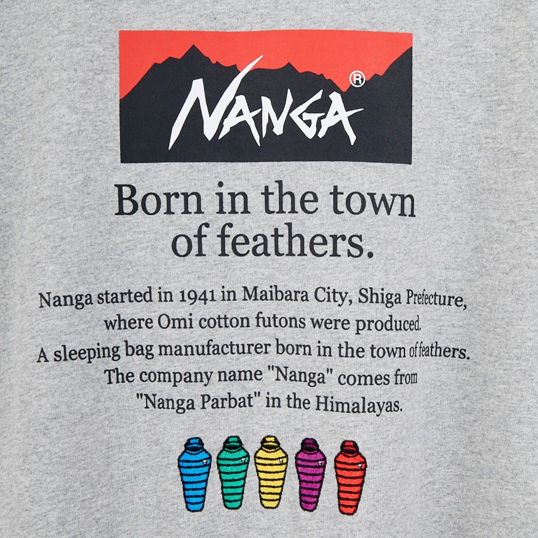 JEANSFACTORY × NANGA [ジーンズファクトリー × ナンガ] 別注 ヒストリーロゴ バックプリントTシャツ [NW26SS-JF2] GRAY