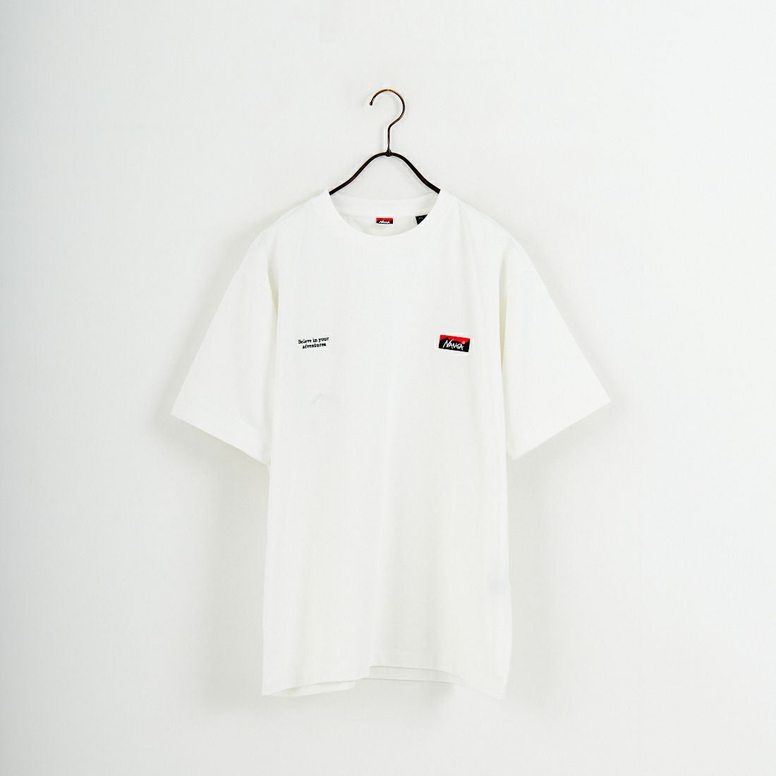JEANSFACTORY × NANGA [ジーンズファクトリー × ナンガ] 別注 ブランドロゴ刺繍 ショートスリーブTシャツ [NW26SS-JF3] WHITE