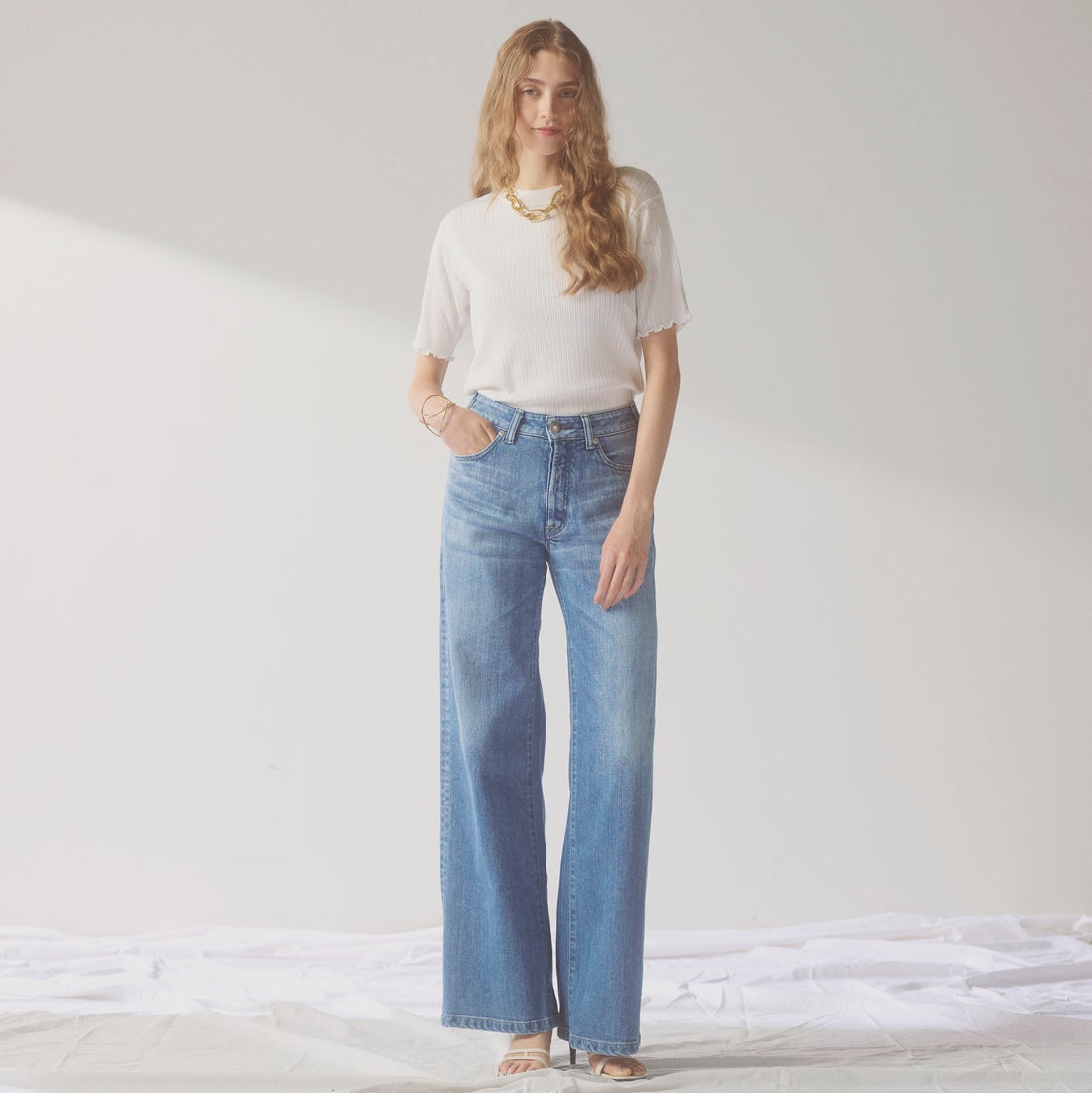 SOMETHING [サムシング] LISA NOUVEAU WIDE/ワイドデニムパンツ [STG10] 56 L.BLUE