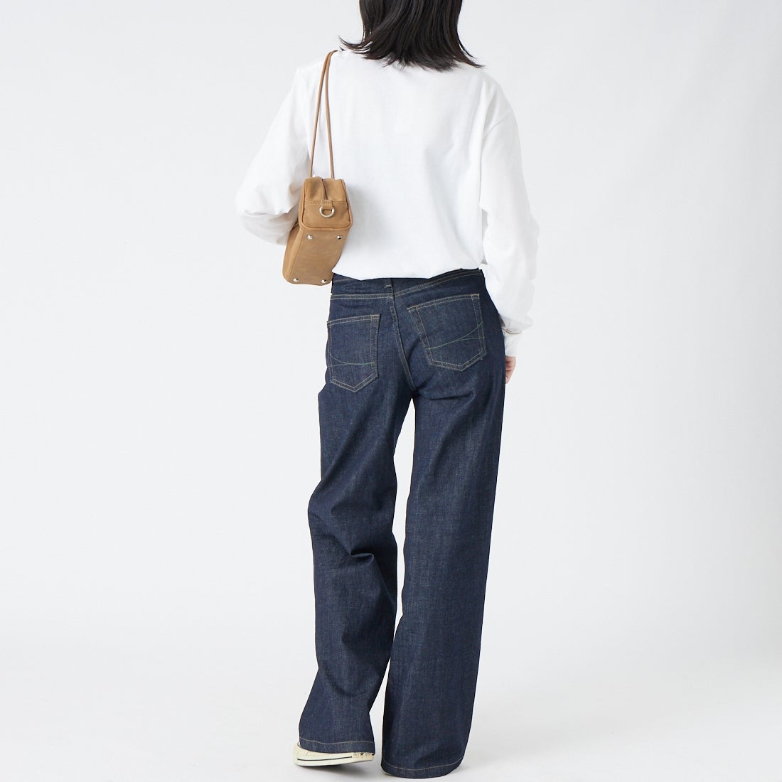 SOMETHING [サムシング] LISA NOUVEAU WIDE/ワイドデニムパンツ [STG10] 00 ONEWASH &&モデル身長：162cm 着用サイズ：XS&&