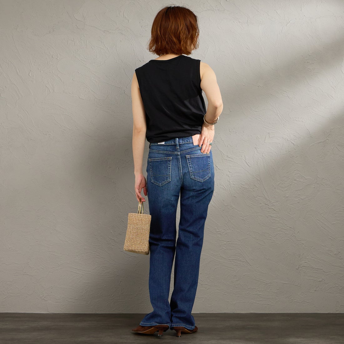 SOMETHING [サムシング] LISA NOUVEAU FLARE/フレアデニムパンツ [STG11] 36 M.DARK &&モデル身長：158cm 着用サイズ：27&&