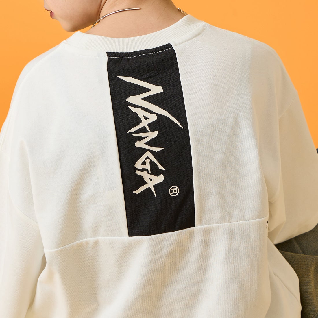 JEANSFACTORY × NANGA [ジーンズファクトリー × ナンガ] 別注 ルーズフィット メッシュ切替え ドローコードTシャツ [NW26SS-JF7] GRAY