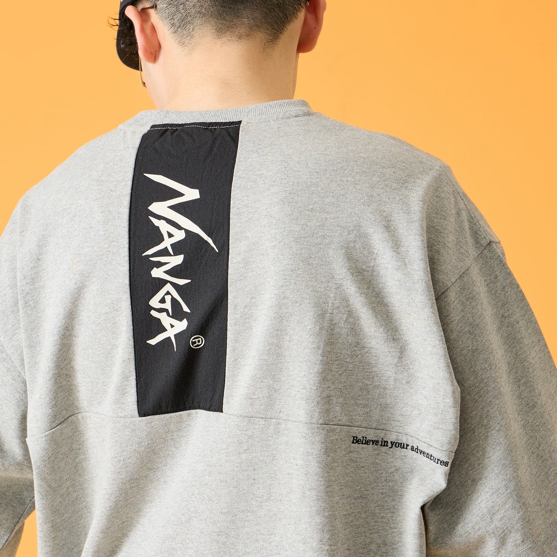 JEANSFACTORY × NANGA [ジーンズファクトリー × ナンガ] 別注 ルーズフィット メッシュ切替え ドローコードTシャツ [NW26SS-JF7] GRAY